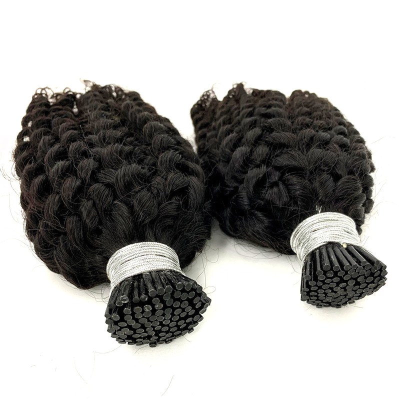 Raw Indian Hair I-Tips Ponytails Human Hair Extensions Remy 3B 3C Afro Kinky Curly Hair I Tips - Image 3