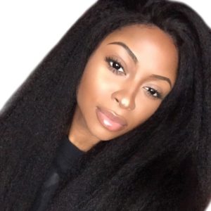 Alternative view of Remy Hair Full Lace Wigs Italian Yaki Wig With Baby Hair Bleached Knot Pre-Plucked Natural Color Human Hair