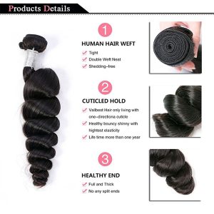 Unprocessed Loose Wave Brazilian Remy Hair 4x4 Lace Closure With Human Hair Bundles 3Pcs Brazilian Loose Wave With Closure - Image 5