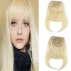 613 Blonde Clip-in Front Hair Bangs Full Fringe Short Straight Hairpieces Brazilian Virgin Human Hair Extensions for women 6-8inch