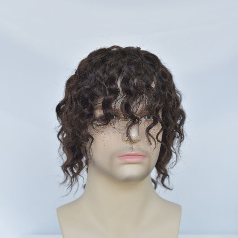 Human Hair Wigs 100% Cambodian Human Hair Short Natural Brown Loose Curly Wigs for Man and Woman 7 Inch Clip in Wigs - Image 6