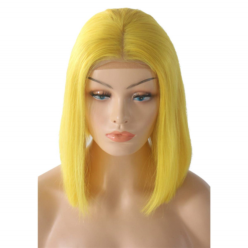 150% Straight Yellow Short Bob Human Hair Wigs Brazilian Remy Pre Plucked Bob Wig Transparent Lace Wigs Glueless Wigs - Image 5
