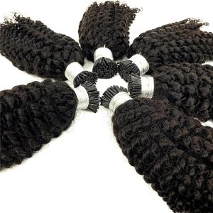 Alternative view of Natural Raw Hair Extensions Without Tangle Kinky Curly Curls Hair Wig Black Virgin Vendor Human Hair I Tip