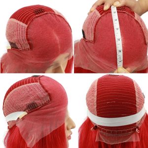 Red Bob Lace Front Wigs 13x6 Human Hair Short Brazilian Hair Wigs For Women Deep Part Middle Bleached Knots With Natural Hair Line - Image 5
