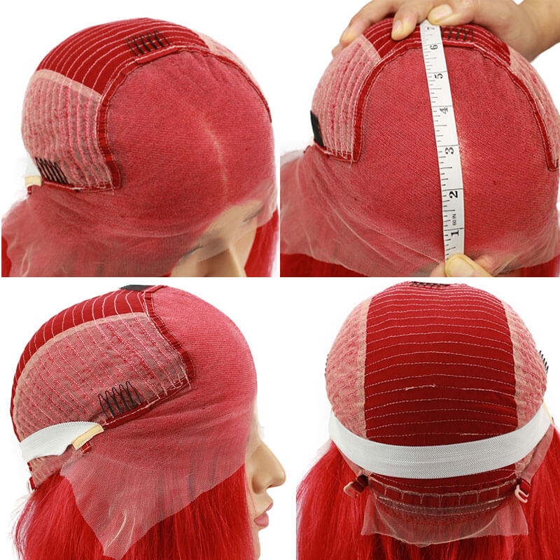 Red Bob Lace Front Wigs 13x6 Human Hair Short Brazilian Hair Wigs For Women Deep Part Middle Bleached Knots With Natural Hair Line - Image 5