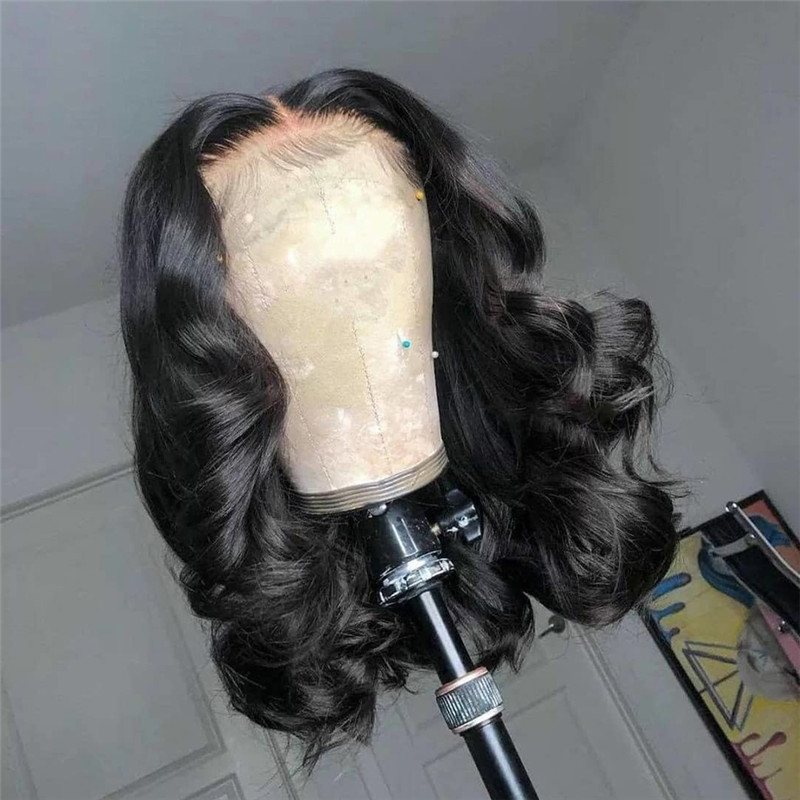250% Density 13x4 Short Wavy Bob Lace Front Wigs For Women Peruvian Glueless Lace Front Wigs Human Hair With Baby Hair Bob Wig