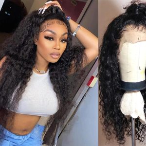 Water Wave 13*4 Lace Frontal Wigs Human Hair Pre Plucked Real Hd Lace Wig 150% Density 13X6 Lace Front Wigs Natural Black Water Wave Human Hair Wig With Baby Hair