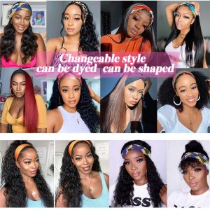 Headband Wig Deep Wave 18 inch Human Hair Wigs None Lace Front Wigs Virgin Hair Machine Made Wigs curly hair Headband for Black Women - Image 8