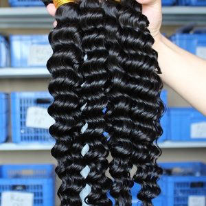 Malaysian Human Hair Extensions Deep Wave Hair Wave 4 Bundles Natural Color