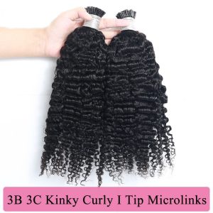 3B 3C Kinky Curly I Tip Microlinks Human Hair Extensions Brazilian Virgin Hair Weave Bundles I Tip Hair Extensions Pwigs - Image 4