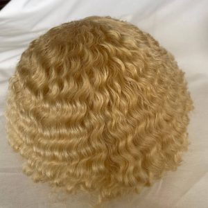#613 Blonde Mens Wigs Toupees Human Hair Full Lace 360 Weave Curly Man Unit 8x10inch Kinky Curl Toupee for Black Men Swiss Lace Hair System Men Toupee Hair Wigs - Image 5