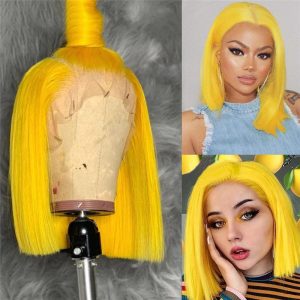 Straight Bob Lace Front Human Hair Wigs Yellow Brazilian Remy Hair Bob Closure Wig Short Bob Human Hair Wigs Cut Bob Wig - Image 4