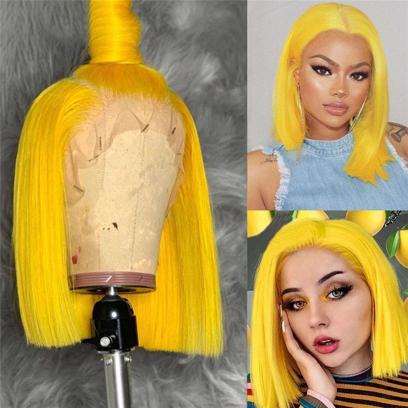 Straight Bob Lace Front Human Hair Wigs Yellow Brazilian Remy Hair Bob Closure Wig Short Bob Human Hair Wigs Cut Bob Wig - Image 4