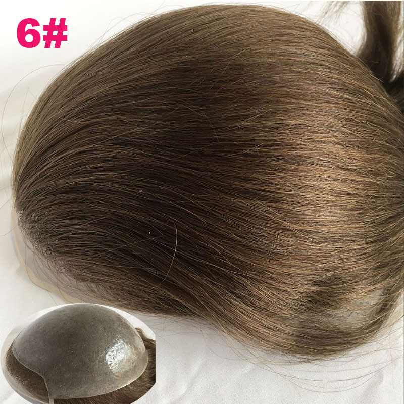 Toupee for Men Human Hair Men's Thin Skin Hair system with French Lace Hair Line Front 8x10 Inches Men Wigs Touppe For Black Men 22# color - Image 61