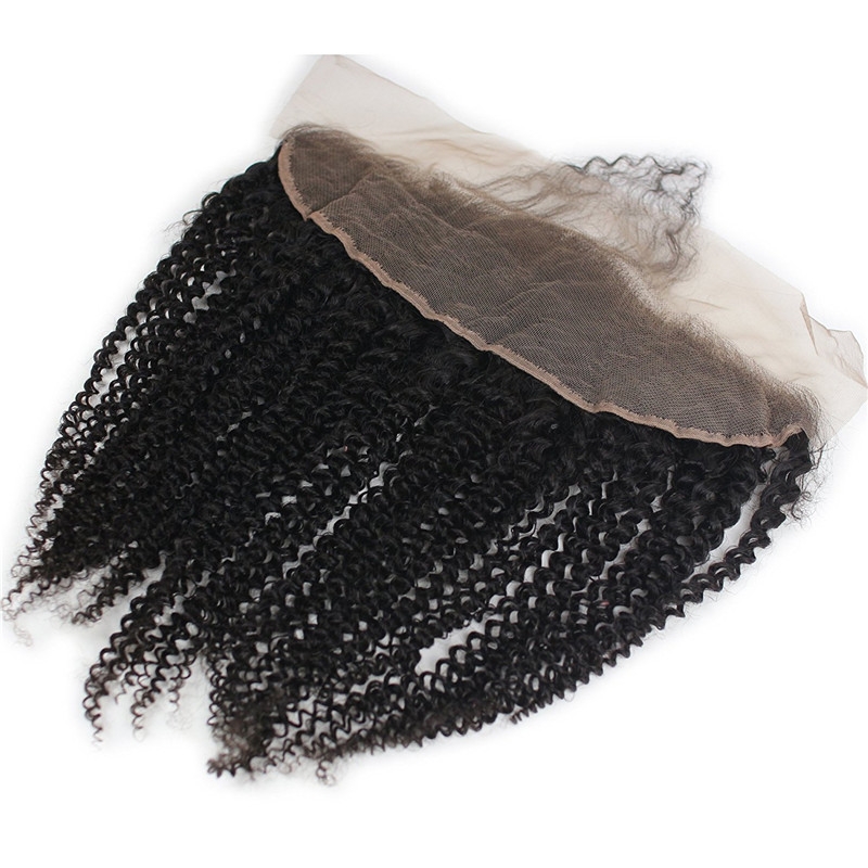 13x4 Lace Frontal Closure Kinky Curly Full Lace Front Closure Free Part Unprocessed Malaysia Human Hair Extension Ear to Ear Lace Closures Natural Color (10 inch) - Image 4