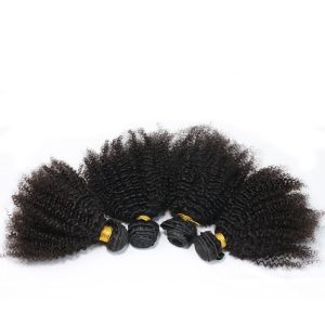 Afro Kinky Curly Human Hair Bundles Peruvian Hair Weave 4 Bundles Natural Color Remy Hair Extensions - Image 3