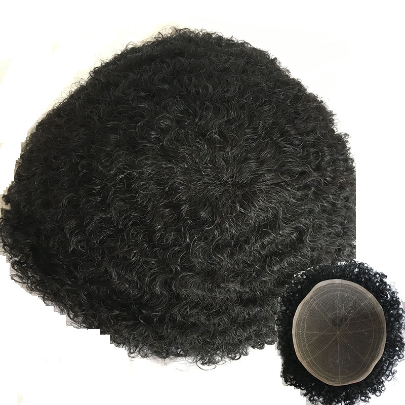 Mens Wigs Human Hair Curly Man Unit 8x10inch Afro Curl Toupee for Black Men Swiss Lace Hair System 360 Weave Men Toupee Hair Wig - Image 7