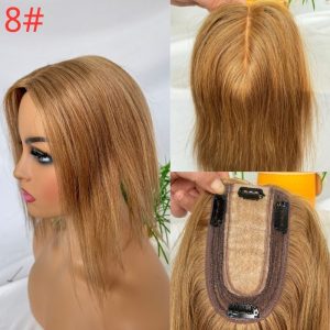 Brown 7x13cm Silk Base Human Hair Topper With Clips In Silk Top 100%  Cambodian Human  HairToupee for Women Hairpiece - Image 15