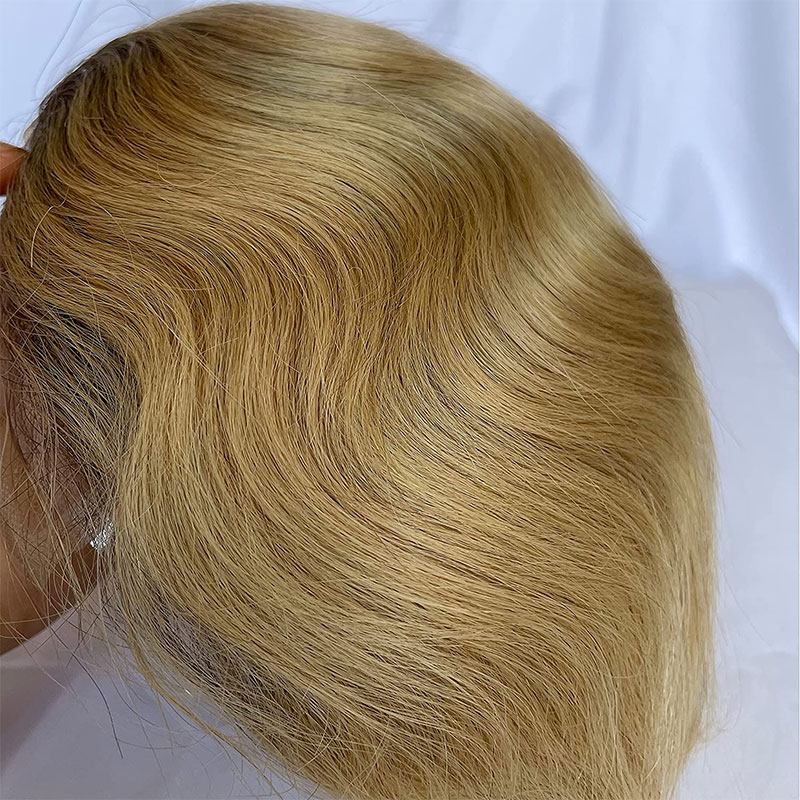 Toupee for Men Human Hair Men's Thin Skin Hair system with French Lace Hair Line Front 8x10 Inches Men Wigs Touppe For Black Men 22# color - Image 55