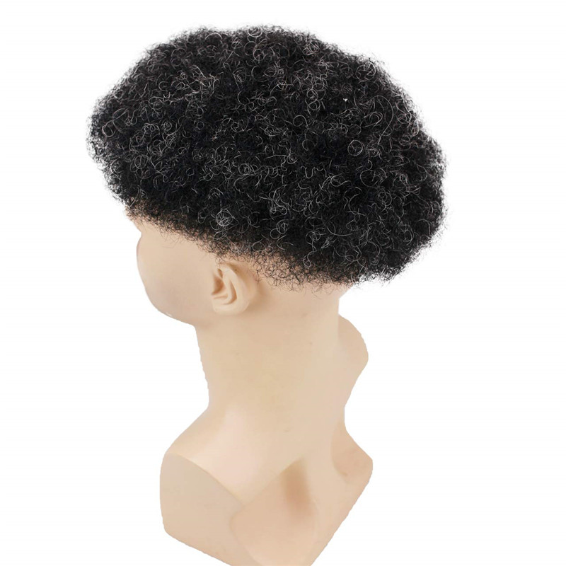 Human Hair Afro Curly Mens Toupee Hairpiece Wig Mono Base with Hard PU Reforced Color #1B Black 8x10 Men's Toupee Kinky Curly - Image 25