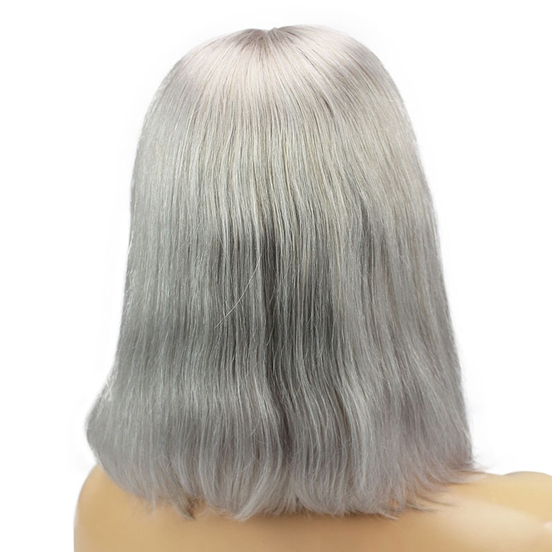Deep Middle Part Bob Lace Front Wigs Grey 13x6 Human Hair Wigs For Women Natural Baby Hair Pre-Plucked Natura Hair Line - Image 4