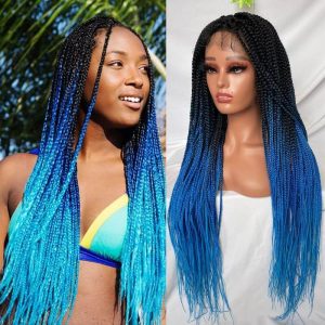 9x6 Lace Ombre Wigs 36 Inch double Lace Front Box Braided Wigs Knotless Lace Frontal Wig Synthetic Black Hand Braided Cornrow Braids Wigs With Baby Hair - Image 26