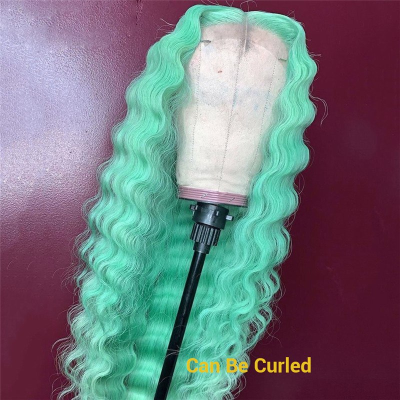 Straight Green Human Hair Wigs 150% Density Brazilian Remy Ombre Green Wigs For Women Green Colored Human Hair Wigs Pre Plucked - Image 5