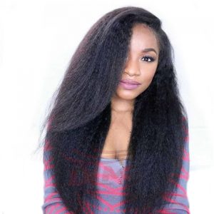 Lace Front Wig Brazilian Human Hair Kinky Straight 250% Density Coarse Yaki Lace Front Wigs with Baby Hair Around For Black Women
