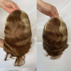 Full Lace 10X8 Inch Toupee 4mixed 27 highlight 613 Front Colored Mens Hair Remy 100% Human Hair Toupee for Men 100% European Hair System - Image 2