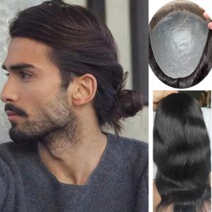 12" Long Toupee For Men 100% Virgin Human Hair Replacement System for Men 10"x8" Base Size Swiss Lace Front With PU Toupee Hair - Image 9