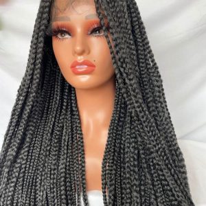9x6 Lace Ombre Wigs 36 Inch double Lace Front Box Braided Wigs Knotless Lace Frontal Wig Synthetic Black Hand Braided Cornrow Braids Wigs With Baby Hair - Image 14