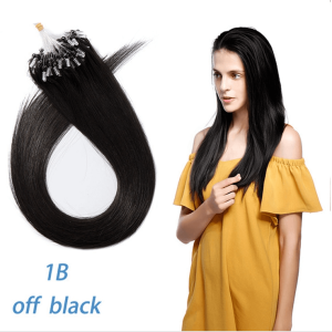 Straight Micro Bead Hair Extensions Non-Remy Micro Loop Human Hair Extensions Micro Ring Extensions 1B# - Image 4
