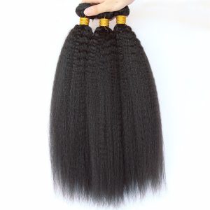 Kinky Straight Brazilian Remy Hair Honey Products Human Hair Weave Bundles Natural Color Coarse Yaki Hair Weaving (1 PC)
