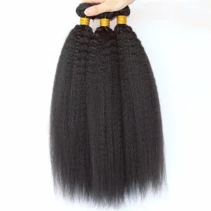 Kinky Straight Brazilian Remy Hair Honey Products Human Hair Weave Bundles Natural Color Coarse Yaki Hair Weaving (1 PC)