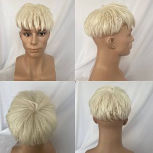 Cut Hairstyle Human Hair Piece Wigs Toupee for Men Hair Replacement System Human Hair Toupee For Men Natural Lace Front with Skin 10x8 Straight 60# Platinum Blonde Color - Image 3
