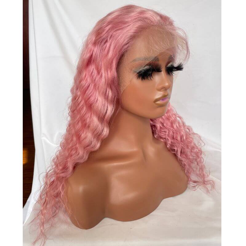 Deep Wave Light Pink Colored Lace Front Human Hair Wigs Lace Front Wig Brazilian Curly Wig Pre Plucked Pwigs - Image 4