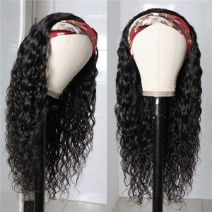 Headband Human Hair Wigs 180% Density Water Wave Curly None Lace Front Wigs for Black Women Glueless Deep Wave Machine Made Wigs - Image 5