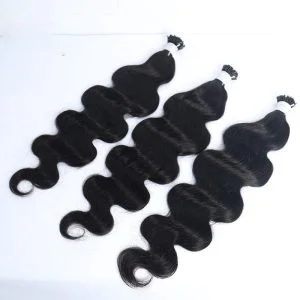 Body Wave I Tip Human Hair Extensions Microlinks Brazilian Virgin Hair Bulk 100% Human Hair Natural Black For Women Pwigs