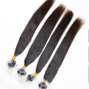 Alternative view of Straight Micro Bead Hair Extensions Non-Remy Micro Loop Human Hair Extensions Micro Ring Extensions 1B#