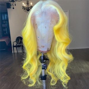 Body Wave Brown Yellow Ombre Lace Front Wig Pre Plucked Brazilian Remy Brown Human Hair Wig #60 Yellow Colored Wigs Transparent - Image 2