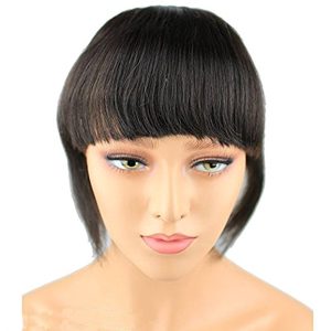 Alternative view of Clip-in Front Hair Bangs Full Fringe Short Straight Hairpieces Brazilian Virgin Human Hair Extensions for women 6-8inch (#2)