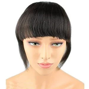 Alternative view of Clip-in Front Hair Bangs Full Fringe Short Straight Hairpieces Brazilian Virgin Human Hair Extensions for women 6-8inch (#2)