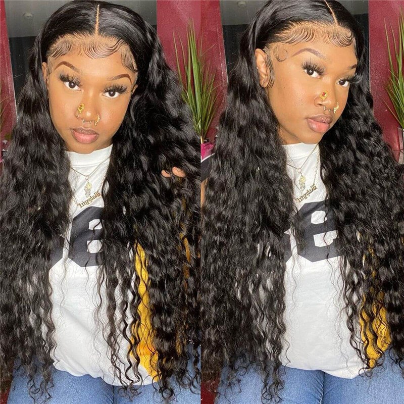 Glueless Water Wave 13X4 Hd Lace Front Wig Pre Plucked Natural Hairline 100% Virgin Human Hair Wigs - Image 4