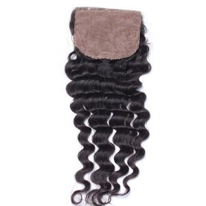Remy Hair Silk Base Lace Closure Deep Wave Brazilian Hair Piece 4x4inches Natural Color - Image 5