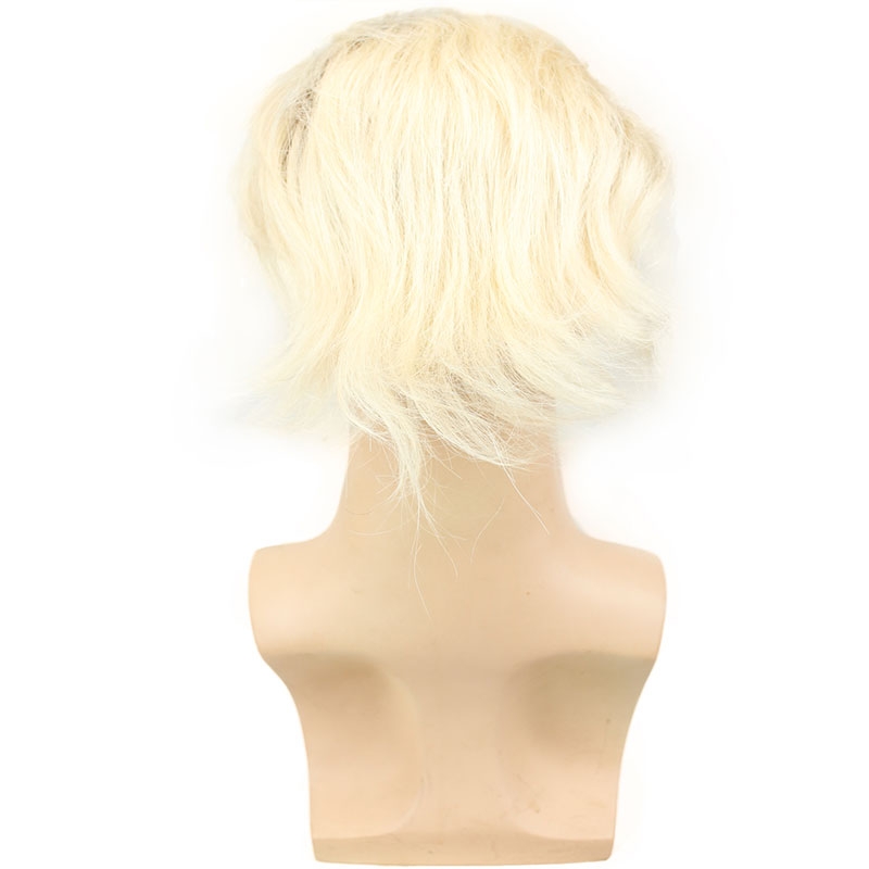 Toupee for Men with Transparent Swiss Lace with PU Around 10x8 Brazilian Human Hair Straight Hair Pieces for Men #60 Platinum Blonde - Image 7