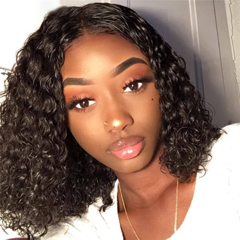 150% Curly Bob Human Hair Wigs Brazilian Remy Hair Bob Lace Front Wigs For Women Bleached Knots Bleached Knots 4x4 Closure Wig - Image 4