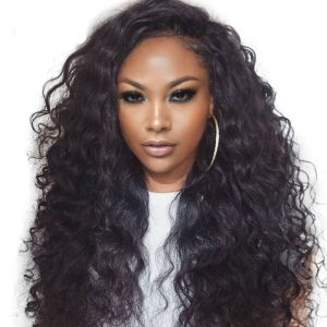 Full Lace Wigs Pre-Plucked Brazilian Loose Wace Human Hair Black Color Ponytail Wigs 150% Density Wigs No Shedding No Tangle Hidden Knots Natural Hair