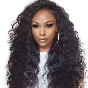 Full Lace Wigs Pre-Plucked Brazilian Loose Wace Human Hair Black Color Ponytail Wigs 150% Density Wigs No Shedding No Tangle Hidden Knots Natural Hair