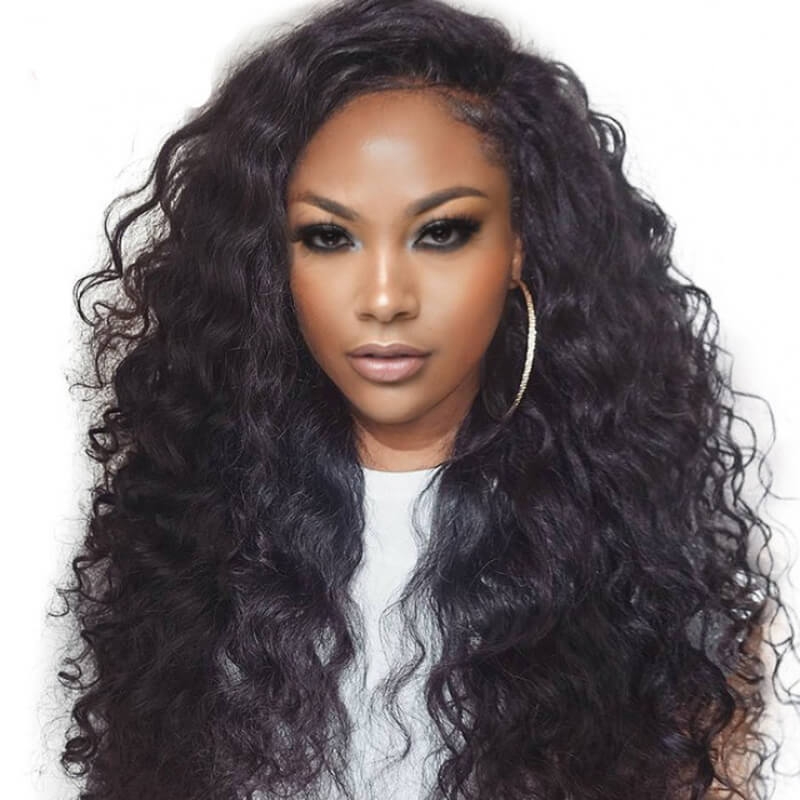 Full Lace Wigs Pre-Plucked Brazilian Loose Wace Human Hair Black Color Ponytail Wigs 150% Density Wigs No Shedding No Tangle Hidden Knots Natural Hair