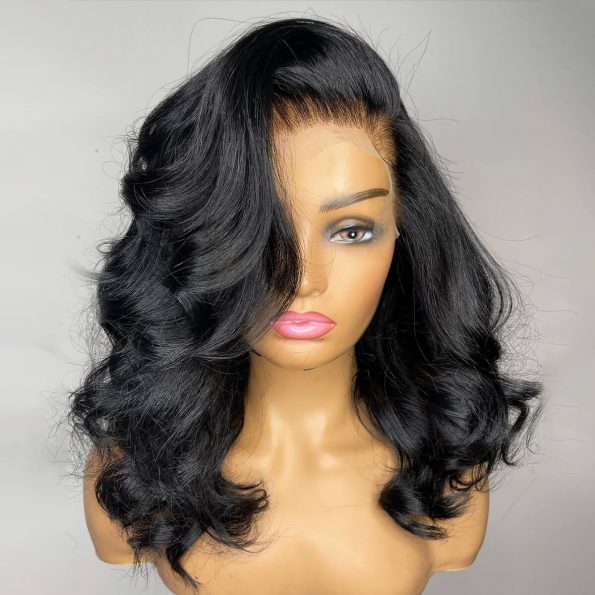 New Body Wave HD Lace Frontal Wig Short Wavy Glueless Wig 150% Density Pre Plucked - Image 2